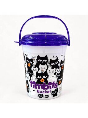 Tim Hortons Halloween Timbits Bucket Cats Ghosts Purple Lid Handle